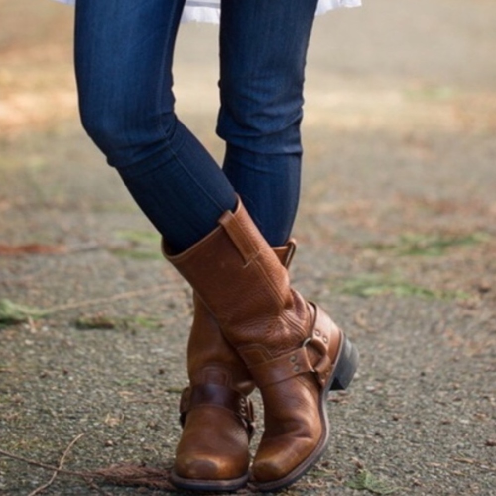 FRYE Classic 12R Harness Boots in Brown